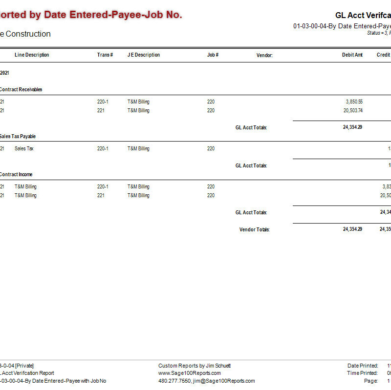 01-03-00-04 GL Acct Verification Report By Date Entered-Payee-with Job No