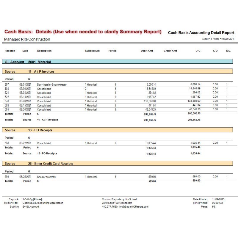 01-03-00-0g Cash Basis Accounting DETAIL Report By GL Acct