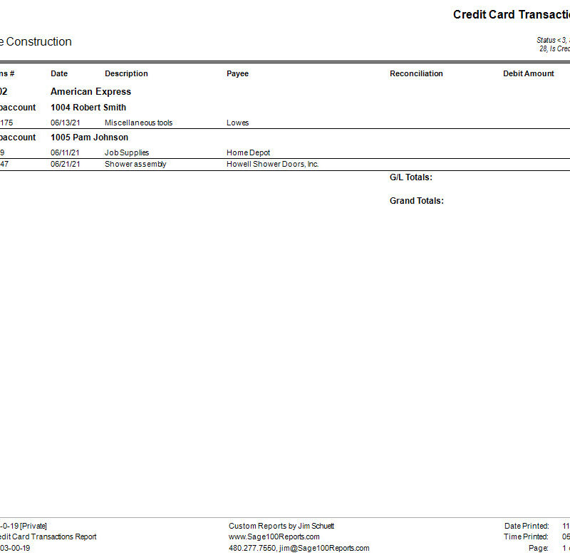 01-03-00-19 Credit Card Transaction Report