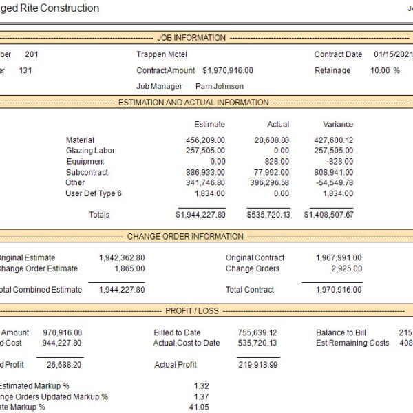 Job Summary 1-Page Report