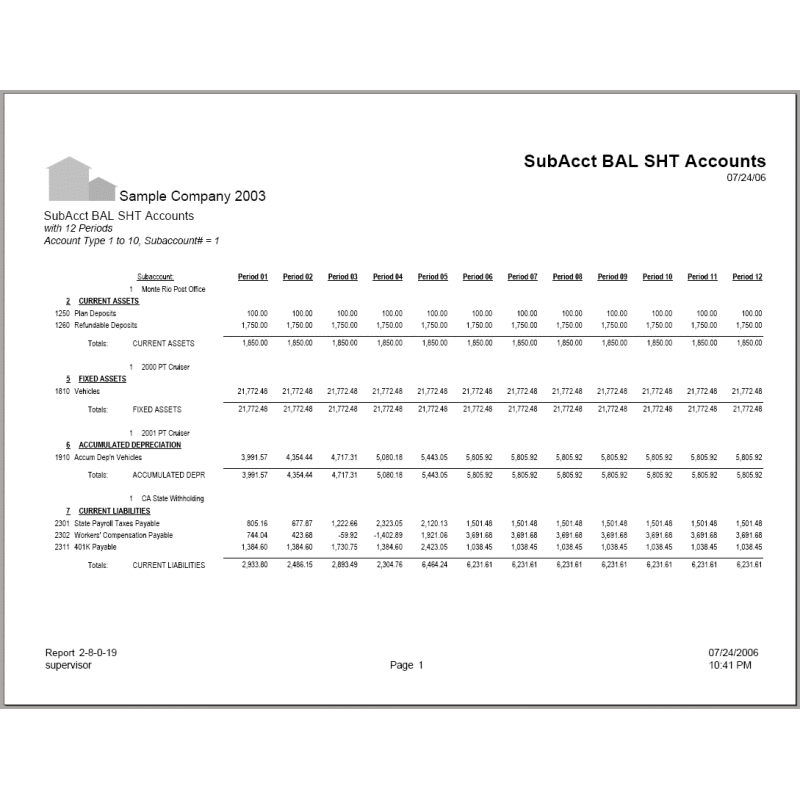 02-08-00-19 SubAcct BAL SHT Accounts~with 12 Periods