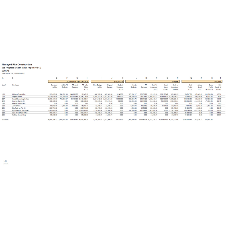03-01-01-11 Job Progress & Cash Status Report (11×17)