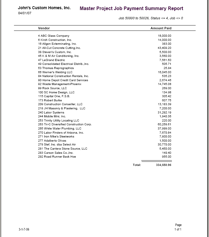 03-01-07-06 Master Project Job Payment Summary