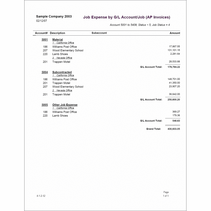 04-01-02-12 Job Expense by GL Acct / Job  (from AP Invoices)