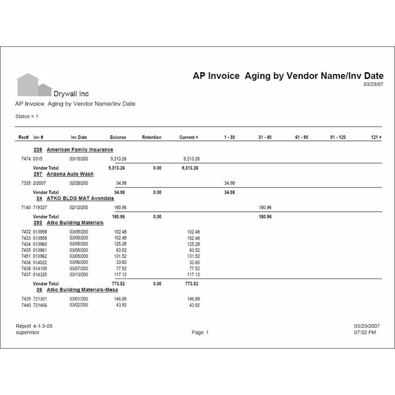 04-01-03-05 AP Invoice Aging by Vendor (Alpha)