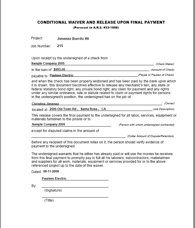 04-03-03-21 Lien Waiver-CF (Report Form: Conditional Final)