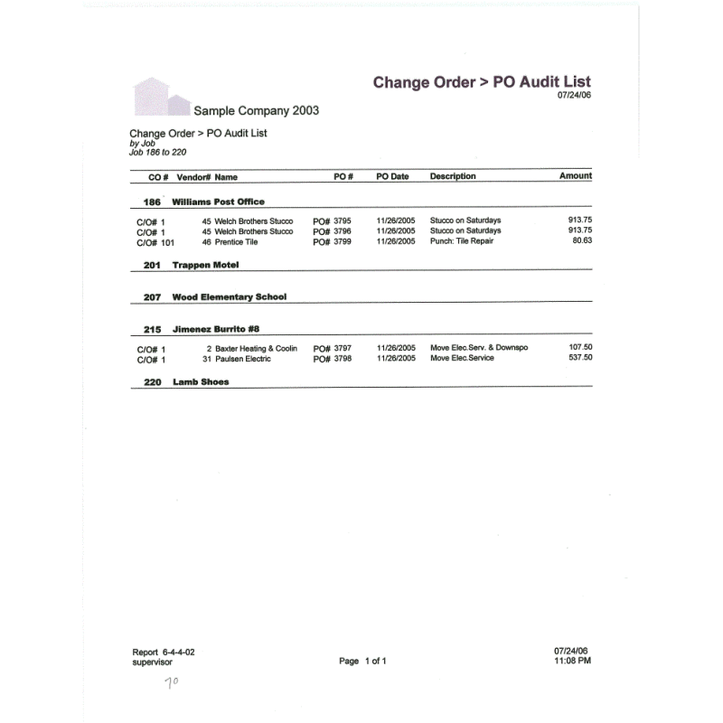 06-04-04-02 Change Order > PO Audit List~by Job