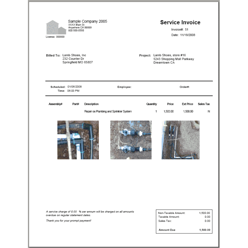 11-02-00-15 Service Invoice with 3 Photos
